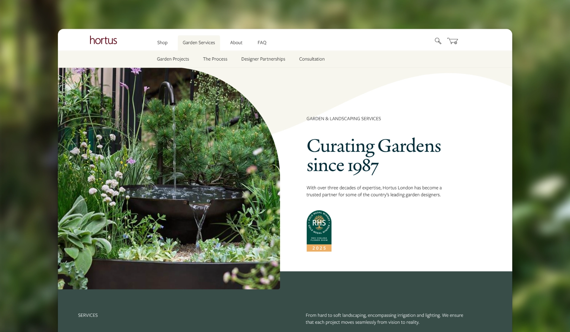 Screenshot of Hortus website landing page