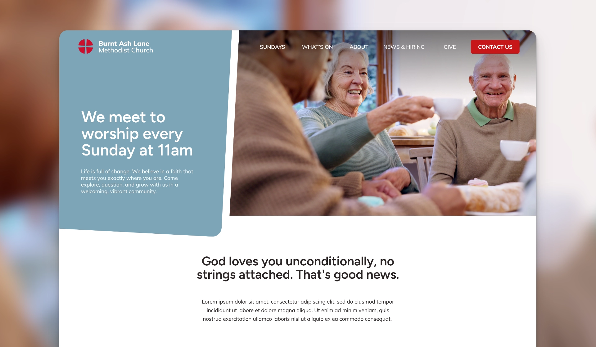 Render of landing page for Methodist Church