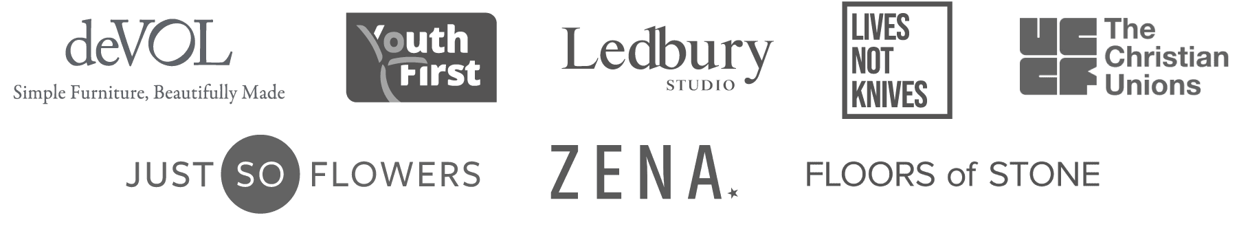Logos of Scott Lawrence London agency clients