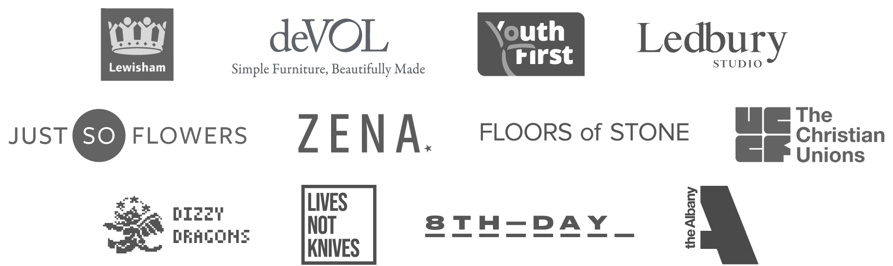Logos of Scott Lawrence London agency clients